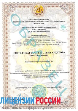 Образец сертификата соответствия аудитора №ST.RU.EXP.00014300-1 Бор Сертификат OHSAS 18001